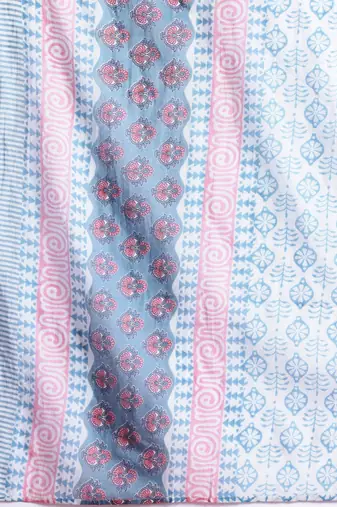 Floral Printed Empire Beads and Stones Pure Cotton Kurta with Trousers & Dupatta