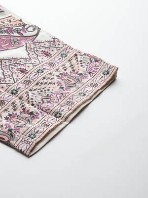 Floral Embroidered Pure Cotton Kurta with Trousers & Dupatta 8