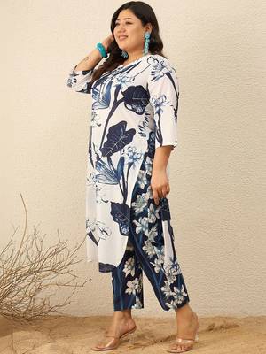 Plus Size Floral Printed Regular Kurta with Palazzos 3