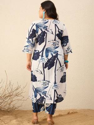 Plus Size Floral Printed Regular Kurta with Palazzos 4
