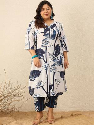 Plus Size Floral Printed Regular Kurta with Palazzos 6