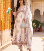 Women Ethnic Motifs Printed Empire Pure Cotton Kurta with Trousers & With Dupatta