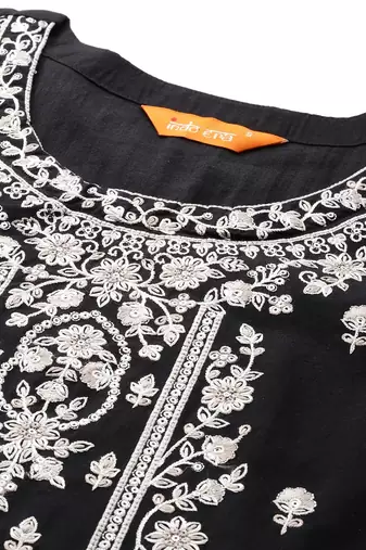 Floral Embroidered Pure Cotton Kurta with Trousers & Dupatta