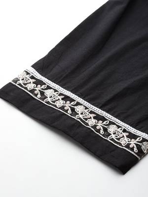 Floral Embroidered Pure Cotton Kurta with Trousers & Dupatta 9
