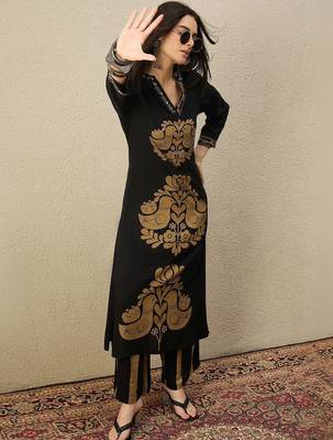 Women Ethnic Motifs Printed Regular Sequinned Kurta with Palazzos 1