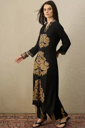 Women Ethnic Motifs Printed Regular Sequinned Kurta with Palazzos