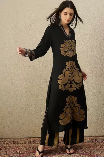 Women Ethnic Motifs Printed Regular Sequinned Kurta with Palazzos