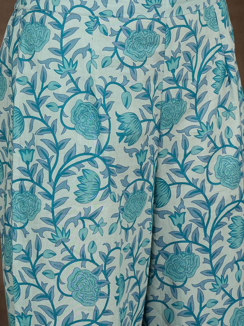 Women Floral Printed Pleated Pure Cotton Kurta Set