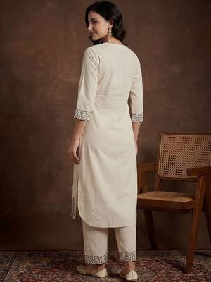 Women Ethnic Motifs Printed Regular Sequinned Pure Cotton Kurta with Palazzos 4