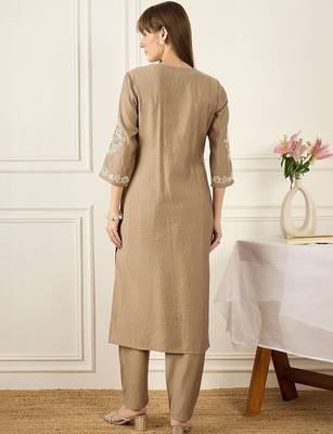 Floral Printed Thread Work Pure Cotton Kurta With Palazzos 4