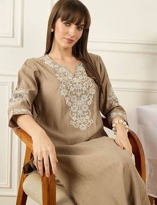 Floral Printed Thread Work Pure Cotton Kurta With Palazzos 6
