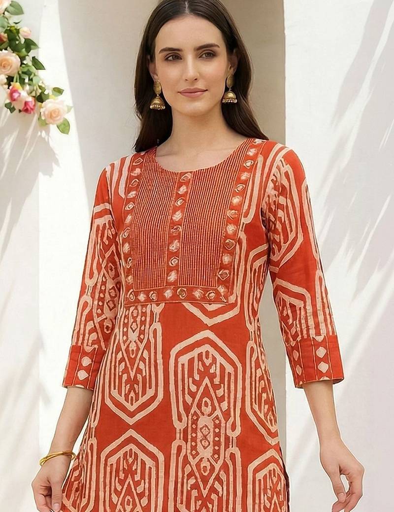 Women Ethnic Motifs Printed Regular Pure Cotton Kurta with Trousers