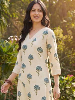 Women Floral Printed Regular Pure Cotton Kurta with Palazzos 7