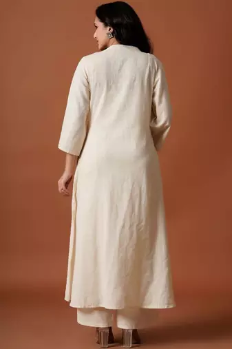 Women Embroidered Regular Thread Work Pure Cotton Kurta with Palazzos