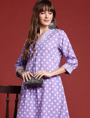 Printed Pleated Pure Cotton Kurta with Trousers 1