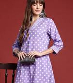 Printed Pleated Pure Cotton Kurta with Trousers