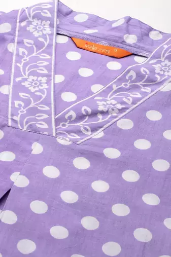 Printed Pleated Pure Cotton Kurta with Trousers