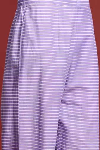 Printed Pleated Pure Cotton Kurta with Trousers