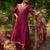 Ethnic Motifs Embroidered V-Neck Thread Work Straight Kurta with Salwar & Dupatta