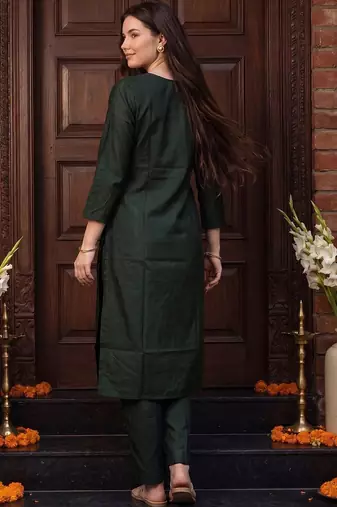 Women Ethnic Motifs Embroidered Regular Kurta with Trousers & With Dupatta