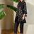 Women Black Floral Embroidered Thread Work Pure Cotton Kurti with Trousers