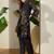 Women Black Floral Embroidered Thread Work Pure Cotton Kurti with Trousers