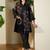 Women Black Floral Embroidered Thread Work Pure Cotton Kurti with Trousers