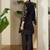 Women Black Floral Embroidered Thread Work Pure Cotton Kurti with Trousers