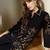 Women Black Floral Embroidered Thread Work Pure Cotton Kurti with Trousers