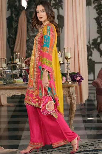 Women Ethnic Motifs Printed Regular Mirror Work Kurta with Palazzos & With Dupatta