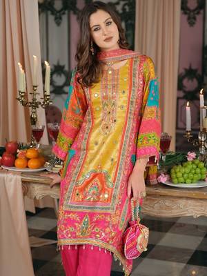 Women Ethnic Motifs Printed Regular Mirror Work Kurta with Palazzos & With Dupatta 5