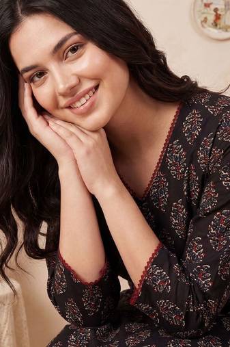 Women Ethnic Motifs Printed Regular Pure Cotton Kurta with Trousers & With Dupatta