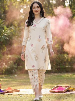 Floral Printed Regular Fusion Kurta with Dhoti Pants 1