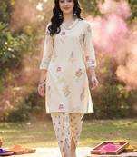Floral Printed Regular Fusion Kurta with Dhoti Pants