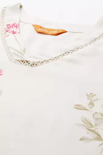 Floral Printed Regular Fusion Kurta with Dhoti Pants