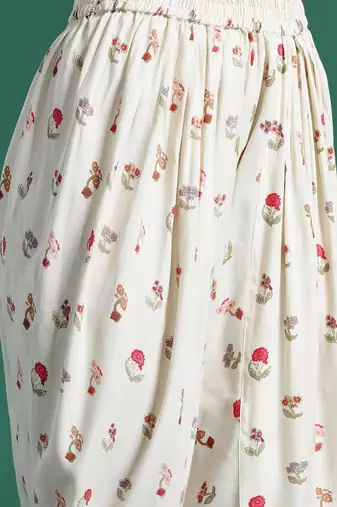 Floral Printed Regular Fusion Kurta with Dhoti Pants