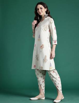 Floral Printed Regular Fusion Kurta with Dhoti Pants 5