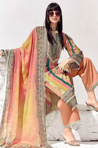 Women Ethnic Motifs Printed Regular Kurta with Trousers & With Dupatta