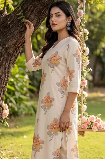 Women Floral Printed Regular Kurta with Palazzos