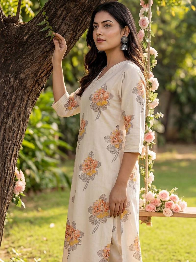 Women Floral Printed Regular Kurta with Palazzos