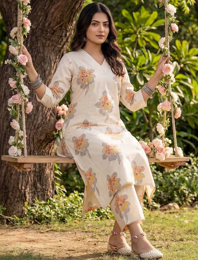 Women Floral Printed Regular Kurta with Palazzos