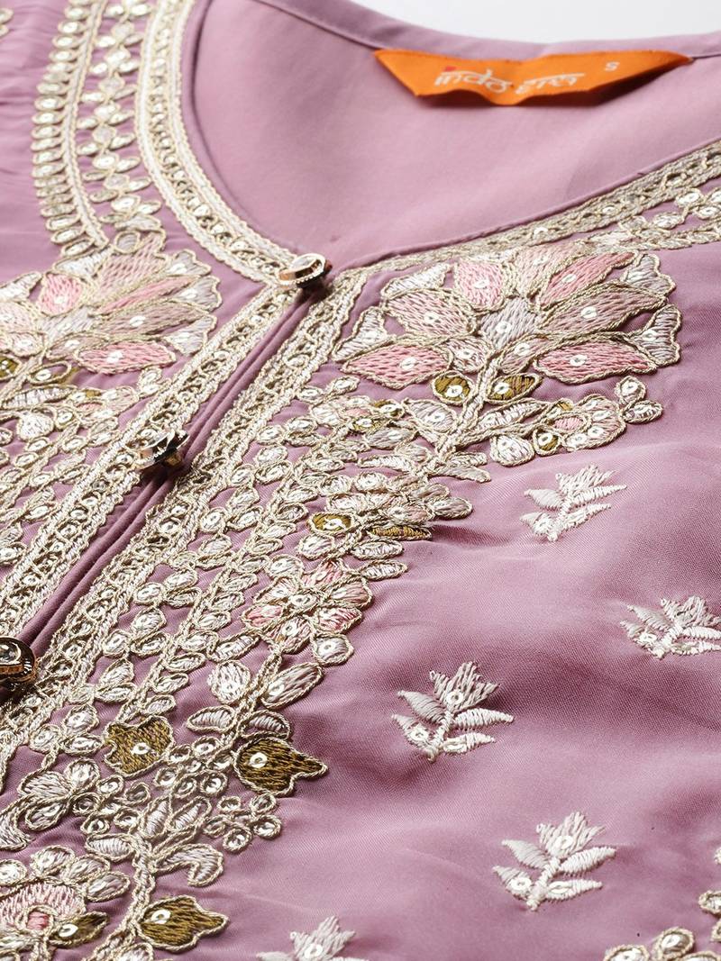 Ethnic Motifs Embroidered Sequinned Kurta With Trousers & Dupatta