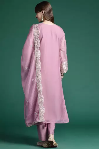 Ethnic Motifs Embroidered Sequinned Kurta With Trousers & Dupatta