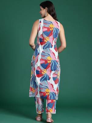 Floral Printed Pure Cotton Kurta with Trousers 5