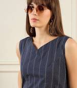 Geometric Printed V-Neck Pure Cotton Straight Kurta With Trousers