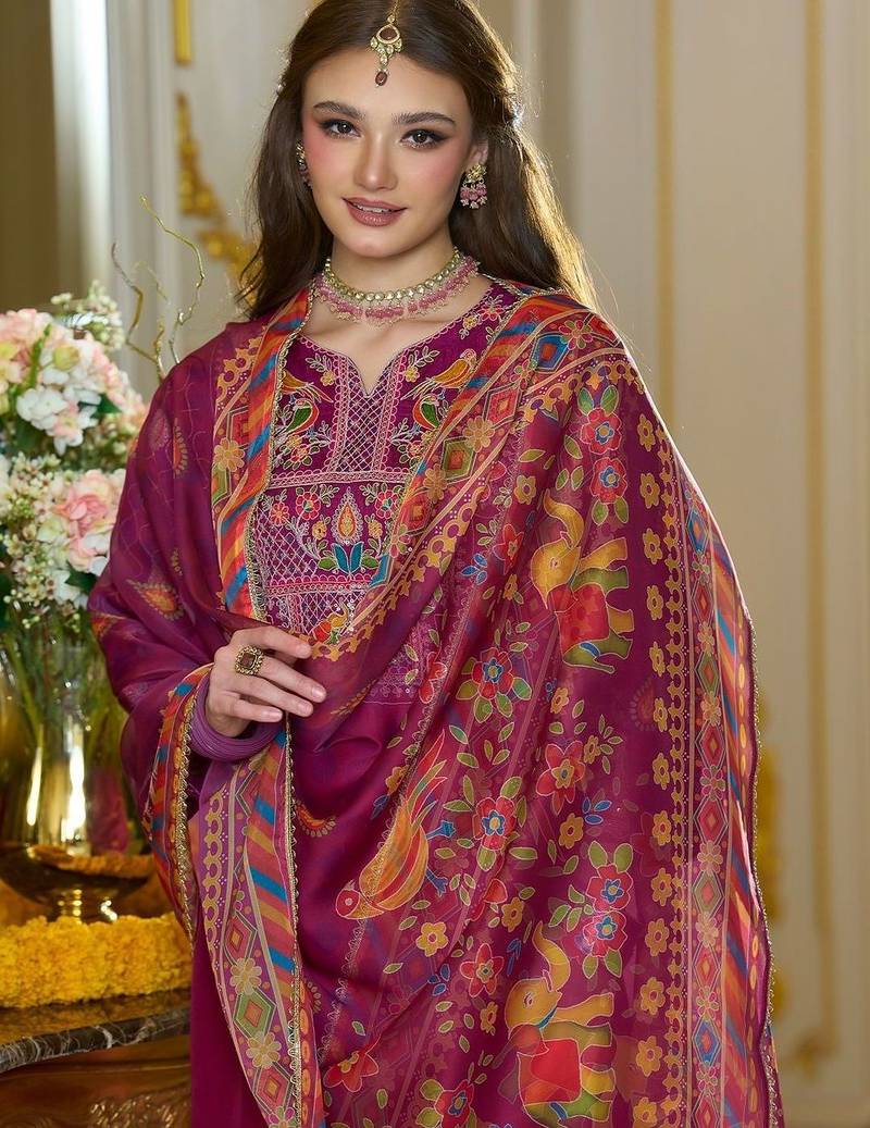 Women Ethnic Motifs Embroidered Regular Thread Work Kurta with Trousers & With Dupatta