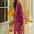 Ethnic Motifs Yoke Design Notch Neck Thread Work Kurta & Trousers With Dupatta