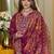 Ethnic Motifs Yoke Design Notch Neck Thread Work Kurta & Trousers With Dupatta