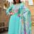 Floral Yoke Design Thread Work Straight Kurta With Trousers & Dupatta