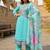 Floral Yoke Design Thread Work Straight Kurta With Trousers & Dupatta